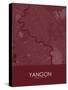 Yangon, Myanmar Red Map-null-Stretched Canvas