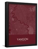 Yangon, Myanmar Red Map-null-Framed Poster
