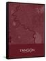 Yangon, Myanmar Red Map-null-Framed Stretched Canvas