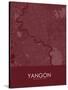 Yangon, Myanmar Red Map-null-Stretched Canvas