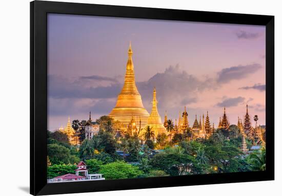 Yangon, Myanmar View of Shwedagon Pagoda at Dusk-SeanPavonePhoto-Framed Photographic Print