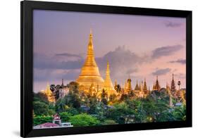 Yangon, Myanmar View of Shwedagon Pagoda at Dusk-SeanPavonePhoto-Framed Photographic Print