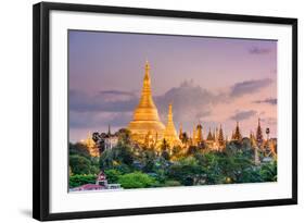 Yangon, Myanmar View of Shwedagon Pagoda at Dusk-SeanPavonePhoto-Framed Photographic Print