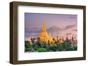 Yangon, Myanmar View of Shwedagon Pagoda at Dusk-SeanPavonePhoto-Framed Photographic Print