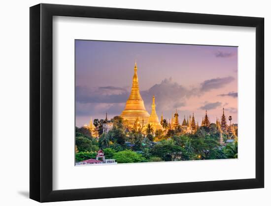 Yangon, Myanmar View of Shwedagon Pagoda at Dusk-SeanPavonePhoto-Framed Photographic Print