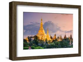 Yangon, Myanmar View of Shwedagon Pagoda at Dusk.-SeanPavonePhoto-Framed Photographic Print