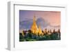 Yangon, Myanmar View of Shwedagon Pagoda at Dusk.-SeanPavonePhoto-Framed Photographic Print