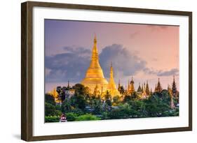 Yangon, Myanmar View of Shwedagon Pagoda at Dusk.-SeanPavonePhoto-Framed Photographic Print