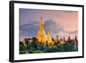 Yangon, Myanmar View of Shwedagon Pagoda at Dusk.-SeanPavonePhoto-Framed Photographic Print