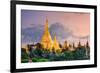 Yangon, Myanmar View of Shwedagon Pagoda at Dusk.-SeanPavonePhoto-Framed Photographic Print