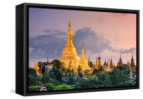 Yangon, Myanmar View of Shwedagon Pagoda at Dusk.-SeanPavonePhoto-Framed Stretched Canvas