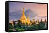 Yangon, Myanmar View of Shwedagon Pagoda at Dusk.-SeanPavonePhoto-Framed Stretched Canvas