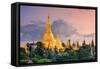 Yangon, Myanmar View of Shwedagon Pagoda at Dusk-Sean Pavone-Framed Stretched Canvas