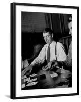 Yankee Baseball Star Joe Dimaggio Playing Casino with Other Players on Train-Carl Mydans-Framed Premium Photographic Print