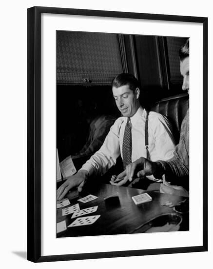 Yankee Baseball Star Joe Dimaggio Playing Casino with Other Players on Train-Carl Mydans-Framed Premium Photographic Print