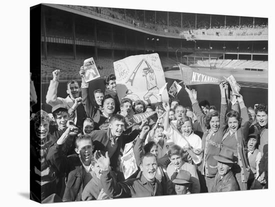 Yankee Fans Waving Pennants-Art Abfier-Stretched Canvas