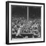 Yankee Mickey Mantle in Action, Swinging Bat with Catcher and Umpire Behind Him-Grey Villet-Framed Premium Photographic Print