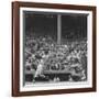 Yankee Mickey Mantle in Action, Swinging Bat with Catcher and Umpire Behind Him-Grey Villet-Framed Premium Photographic Print