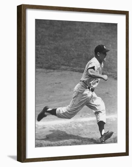 Yankee Mickey Mantle Running for Base During Baseball Game-Ralph Morse-Framed Premium Photographic Print