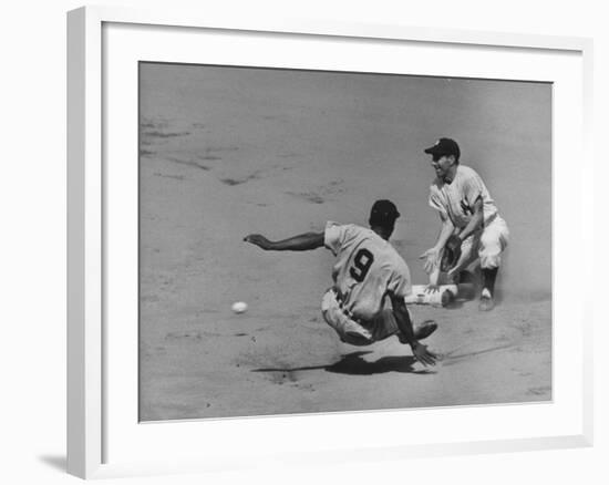 Yankee Phil Rizzuto Waiting to Catch the Ball During the American League Pennant Race-Grey Villet-Framed Premium Photographic Print