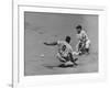 Yankee Phil Rizzuto Waiting to Catch the Ball During the American League Pennant Race-Grey Villet-Framed Premium Photographic Print