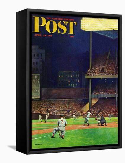 "Yankee Stadium," Saturday Evening Post Cover, April 19, 1947-John Falter-Framed Stretched Canvas