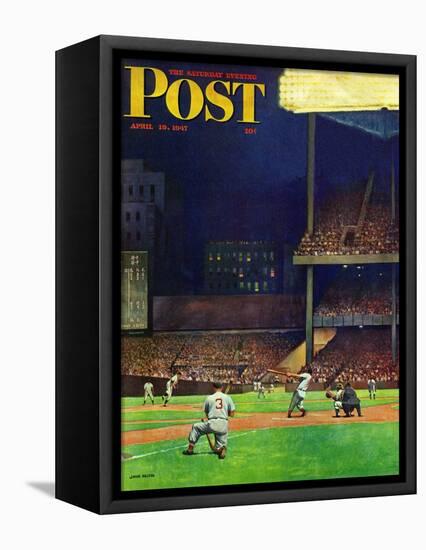 "Yankee Stadium," Saturday Evening Post Cover, April 19, 1947-John Falter-Framed Stretched Canvas