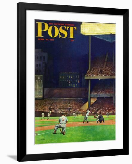 "Yankee Stadium," Saturday Evening Post Cover, April 19, 1947-John Falter-Framed Giclee Print