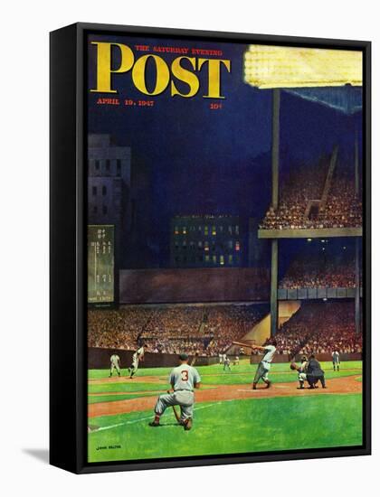 "Yankee Stadium," Saturday Evening Post Cover, April 19, 1947-John Falter-Framed Stretched Canvas