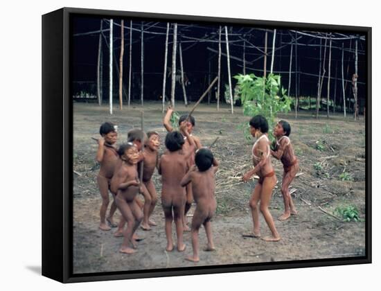 Yanomami Children, Brazil, South America-Robin Hanbury-tenison-Framed Stretched Canvas