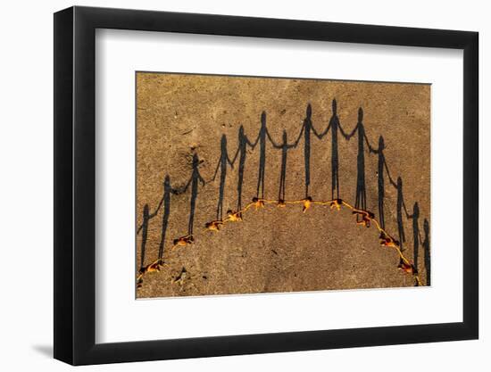 Yanomami children lining up creating a circle, and shadows, Yanomami tribe, southern Venezuela-Michael Runkel-Framed Photographic Print