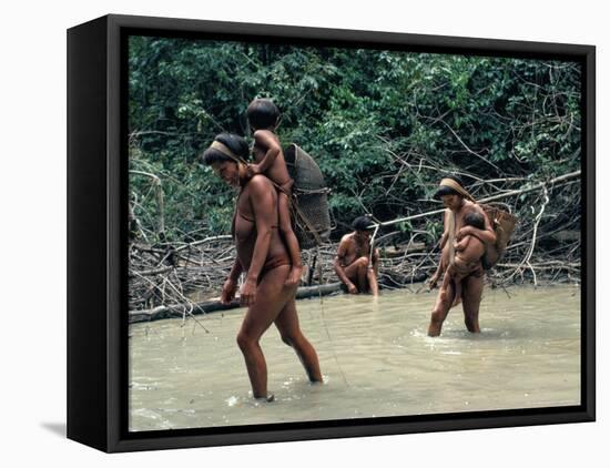 Yanomami Indians Fishing, Brazil, South America-Robin Hanbury-tenison-Framed Stretched Canvas