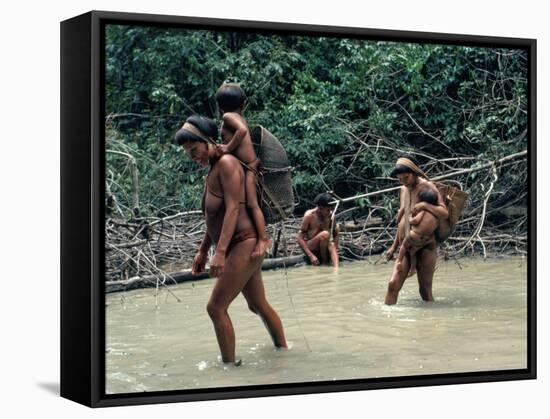 Yanomami Indians Fishing, Brazil, South America-Robin Hanbury-tenison-Framed Stretched Canvas