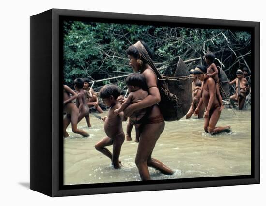 Yanomami Indians Going Fishing, Brazil, South America-Robin Hanbury-tenison-Framed Stretched Canvas