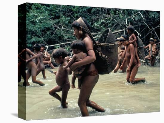 Yanomami Indians Going Fishing, Brazil, South America-Robin Hanbury-tenison-Stretched Canvas