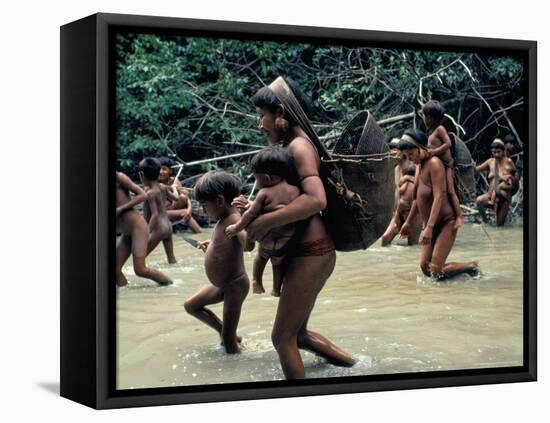 Yanomami Indians Going Fishing, Brazil, South America-Robin Hanbury-tenison-Framed Stretched Canvas