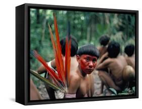 Yanomami Man Made up for the Feast, Brazil, South America-Robin Hanbury-tenison-Framed Stretched Canvas