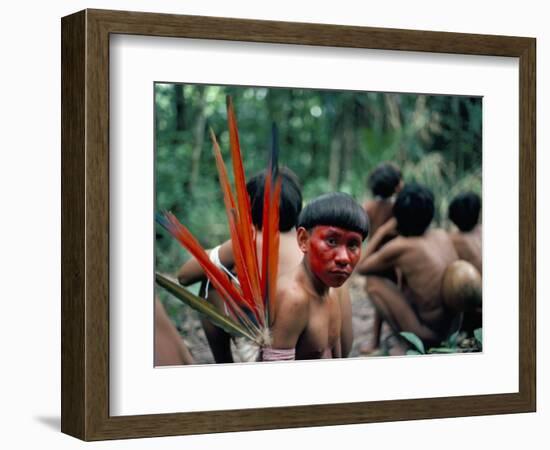 Yanomami Man Made up for the Feast, Brazil, South America-Robin Hanbury-tenison-Framed Photographic Print