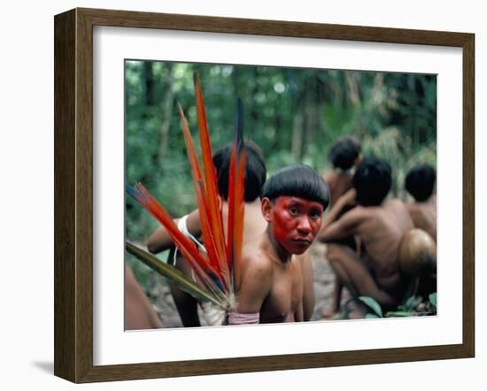 Yanomami Man Made up for the Feast, Brazil, South America-Robin Hanbury-tenison-Framed Photographic Print