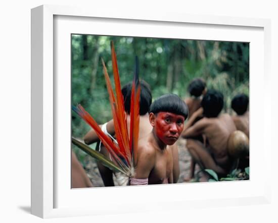 Yanomami Man Made up for the Feast, Brazil, South America-Robin Hanbury-tenison-Framed Photographic Print