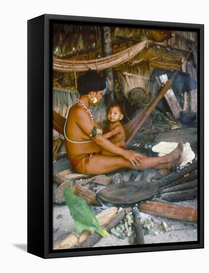 Yanomami Mother and Child, Brazil, South America-Robin Hanbury-tenison-Framed Stretched Canvas