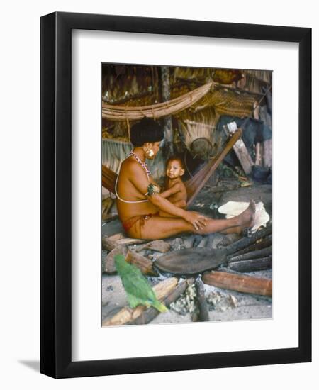 Yanomami Mother and Child, Brazil, South America-Robin Hanbury-tenison-Framed Premium Photographic Print