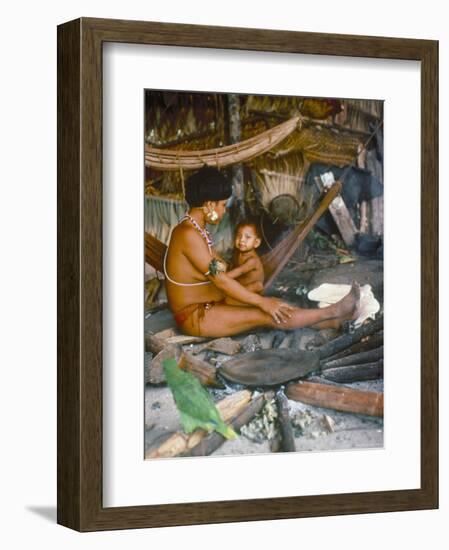 Yanomami Mother and Child, Brazil, South America-Robin Hanbury-tenison-Framed Photographic Print
