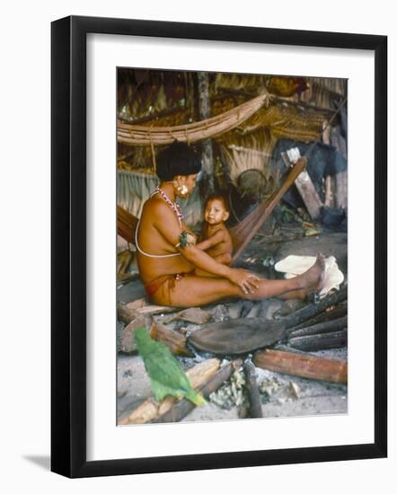 Yanomami Mother and Child, Brazil, South America-Robin Hanbury-tenison-Framed Photographic Print