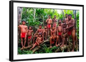 Yanomami tribe man standing in the jungle, southern Venezuela-Michael Runkel-Framed Photographic Print