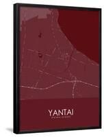 Yantai, China Red Map-null-Framed Poster
