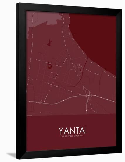 Yantai, China Red Map-null-Framed Poster