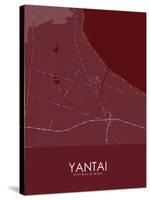 Yantai, China Red Map-null-Stretched Canvas