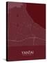 Yantai, China Red Map-null-Stretched Canvas