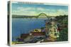 Yaquina Bay Bridge and waterfront Newport, OR - Newport, OR-Lantern Press-Stretched Canvas